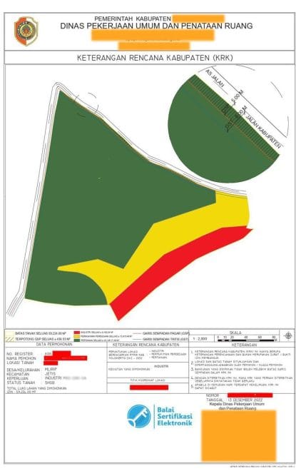 Contoh dari keterangan rencana kota, Sumber: doc pribadi